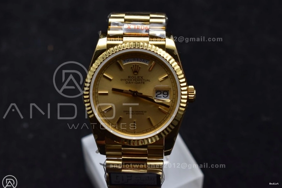 YG 36 Steel Edition 696 904L (Gain Dial V5 on vr3255 Weight) Best Bracelet President QF Gold DayDate EasyCare 0723